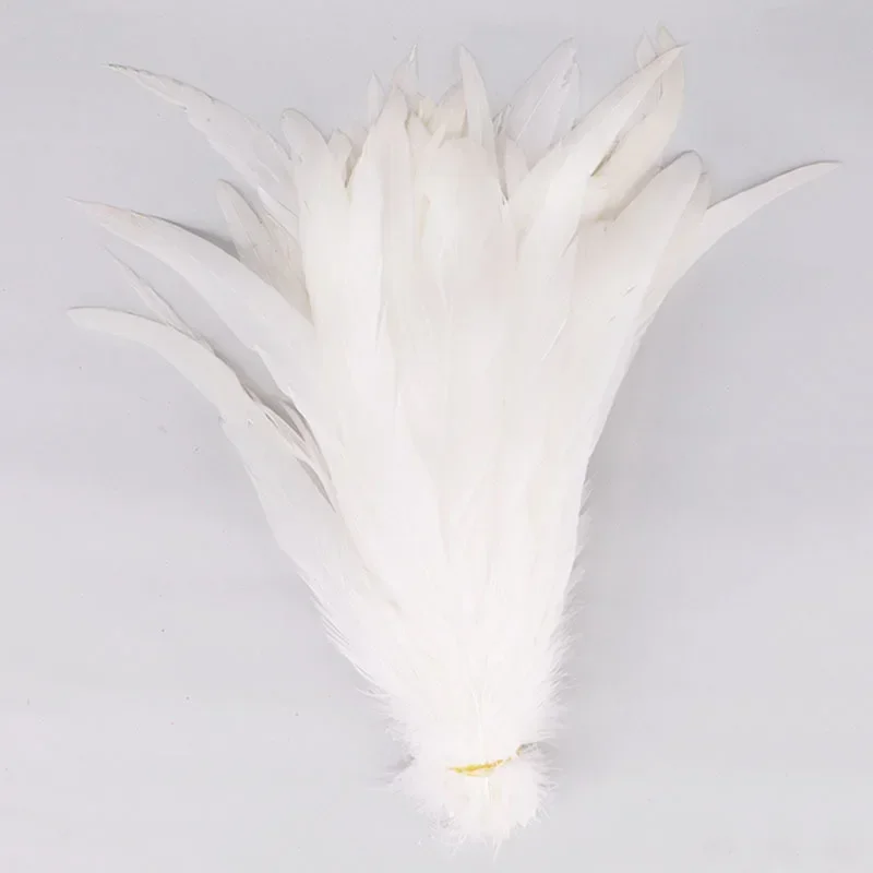 

Top Quality 50 Pcs Pure White Rooster Tail Feather 30-35cm 12-14inch Natural Feathers Wedding Decoration clothing accessories