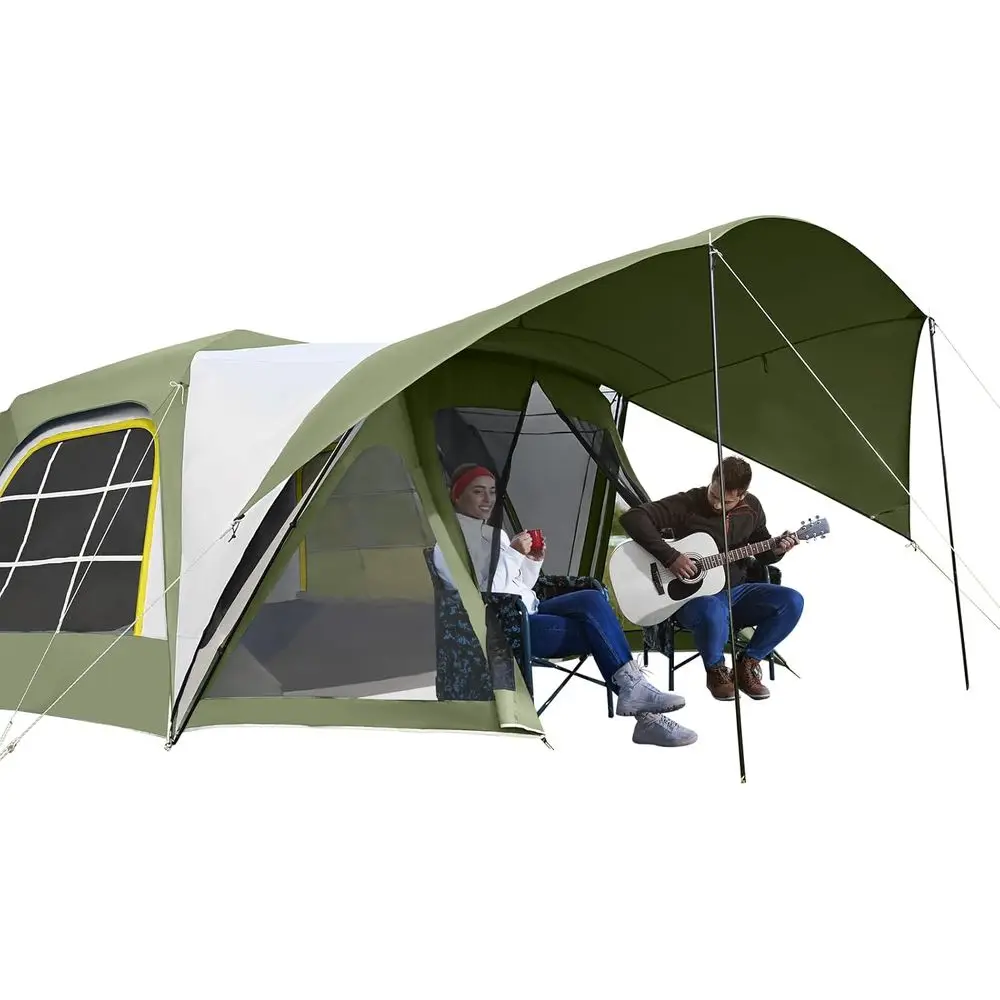 

SUV Camping Tent, 2in1 6-Person Huge Taiate Tent with Porch, 10' x 10' Tent Attachment to SUV Car with 6' x 7' Sn Room Vestibule