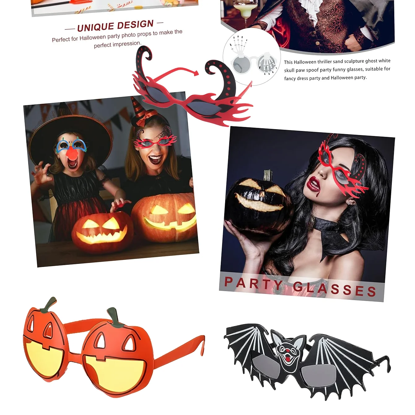 Halloween Mode Brille Neuheit Cosplay Party Requisiten Foto Zubehör Party Gefälligkeiten für Weihnachten Einzigartiges Design Linsen Dekor – Detail 10