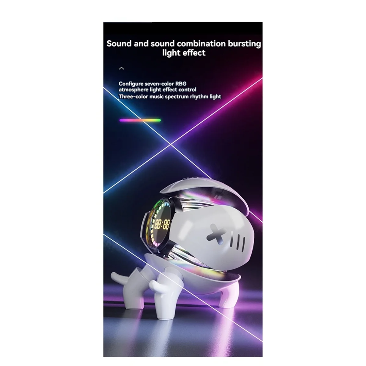 ABKM Smart Robot Monster Bluetooth Speaker Portable Stereo Alarm Clock AI Interactive Toys Wireless Audio TF Card FM Radio,B