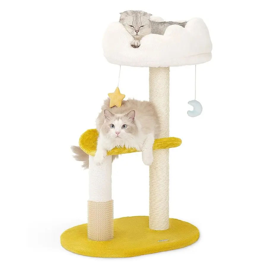 

N Pets Cloud Cat Tree, 31.5-дюймовая многоуровневая комнатная кошачья башня с когтеточками, платформой для наблюдения, съемными и моющимися подушками.
