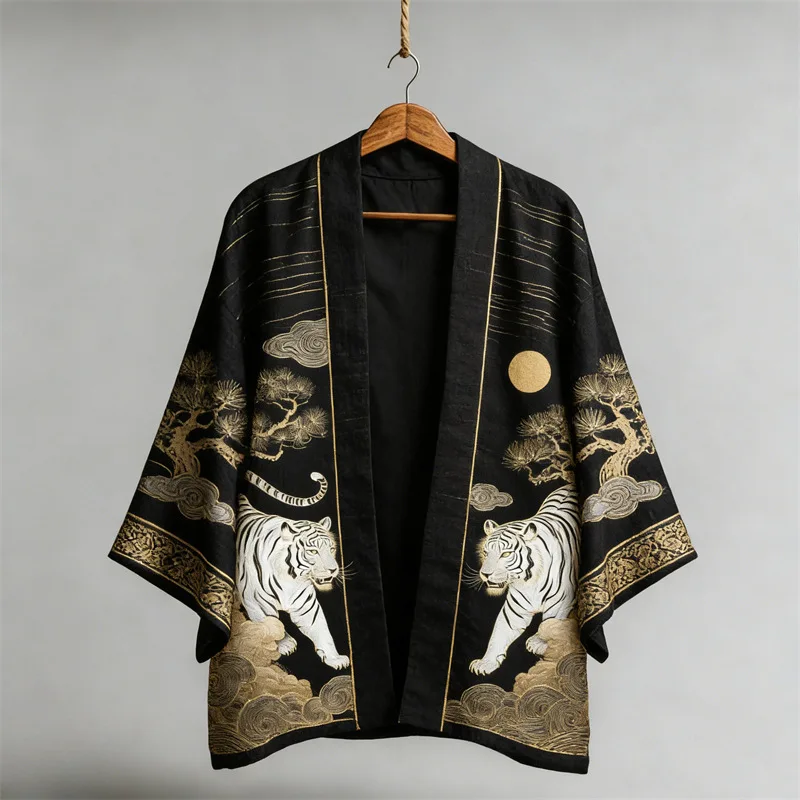 Print Flower Adult Kimono Cardigan Coat Japanese Clothing Open Front Spring Summer New Jacket Shirt Loose Yukata Haori Big Size
