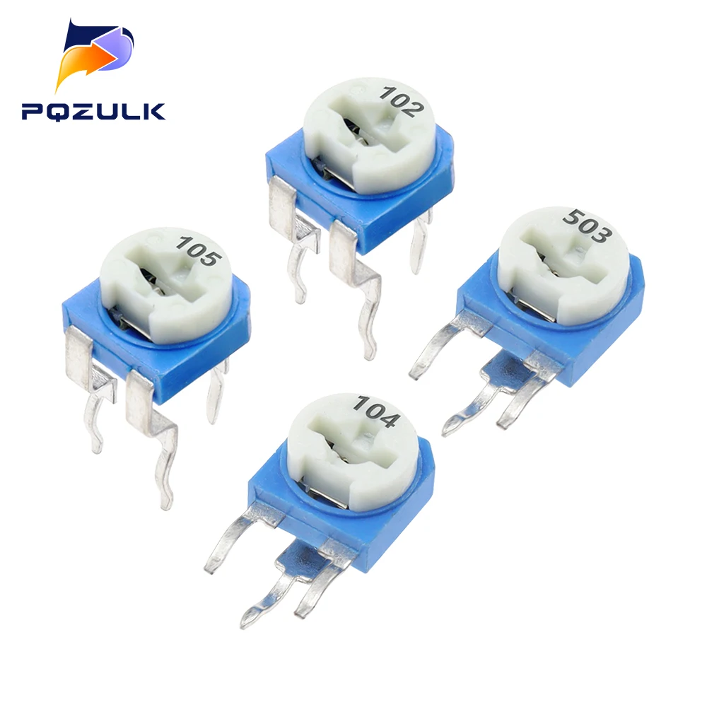 10 SZTUK RM063 RM-065 100 200 500 1k 2k 5k 10k 20k 50k 100k 200k 500k 1m Ohm Potencjometr trymera Rezystor zmienny