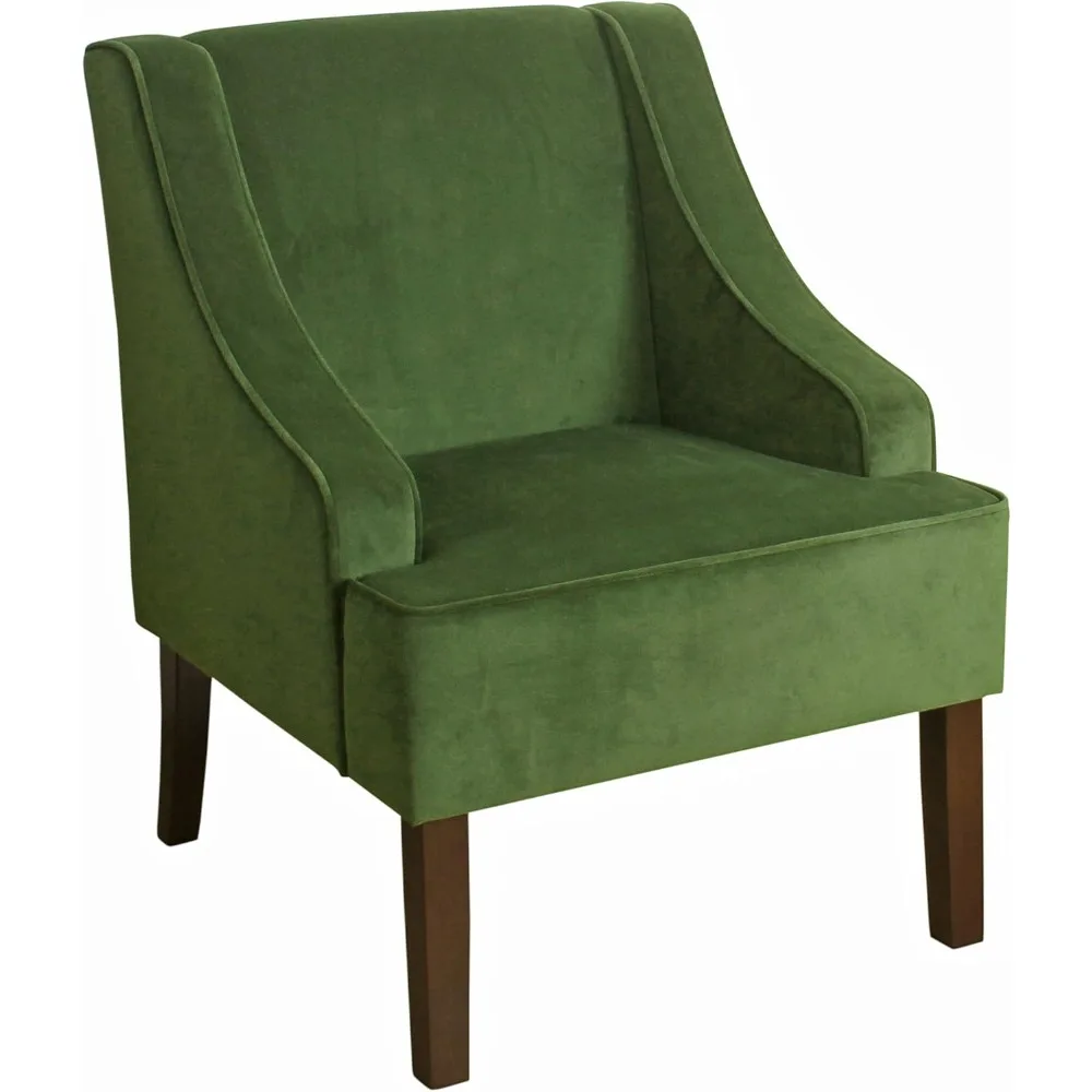 

Velvet Swoop Arm Living-Room-Chairs, Dark Green