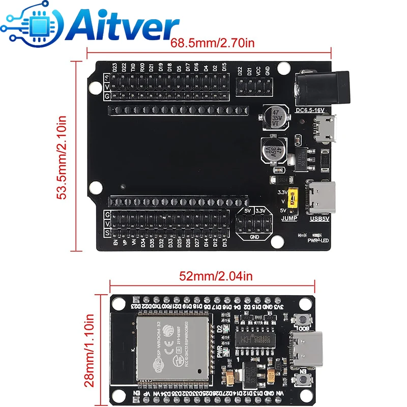 Płytka rozwojowa ESP32 DevKitC 30PIN Type C z płytą rozszerzeń i kablem USB do projektów DIY Arduino ESP32 — zdjęcie produktu 3