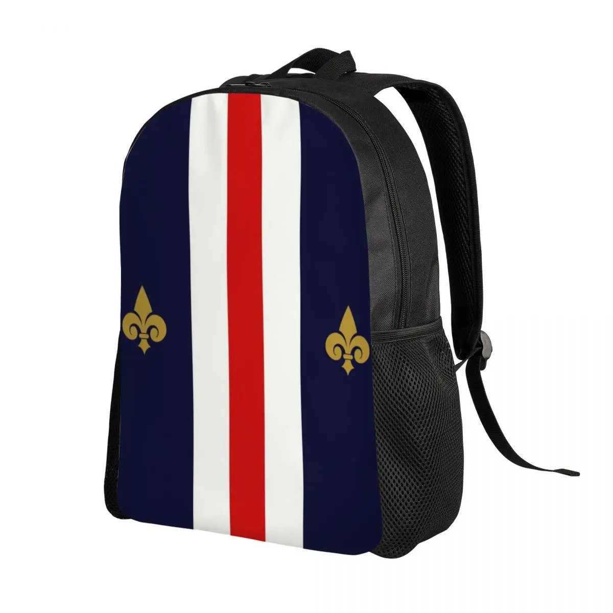 Custom France Flag Backpack for Women Men School College Student Bookbag Fits 15 Inch Laptop Lily Flower Bags