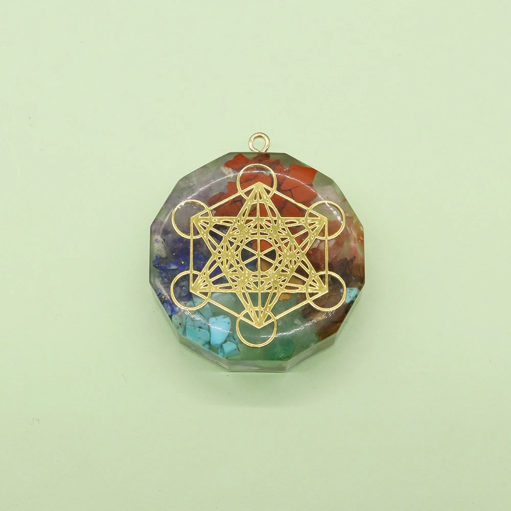 

Natural Stone Chakra Pendant Round Charm Healing Spiritual Energy Orgone Pendant Used for DIY Jewelry Necklace Accessories Gifts