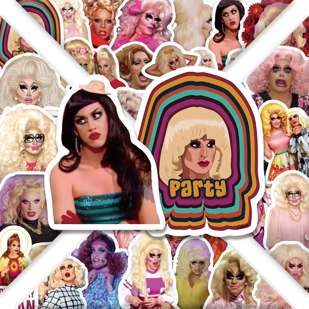 54PCS RuPaul's Drag Race Stickers Drag Queen Graffiti Stickers DIY Diary Phone Case Handmade Scrapbook Aesthetic Stickers