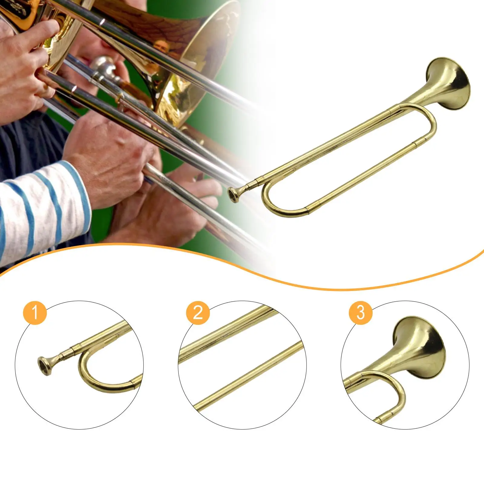 Trompeta BB que sopla corneta, instrumento de música clásico, instrumento de latón portátil para trompeta/corno de pioneros jóvenes, instrumentos de latón