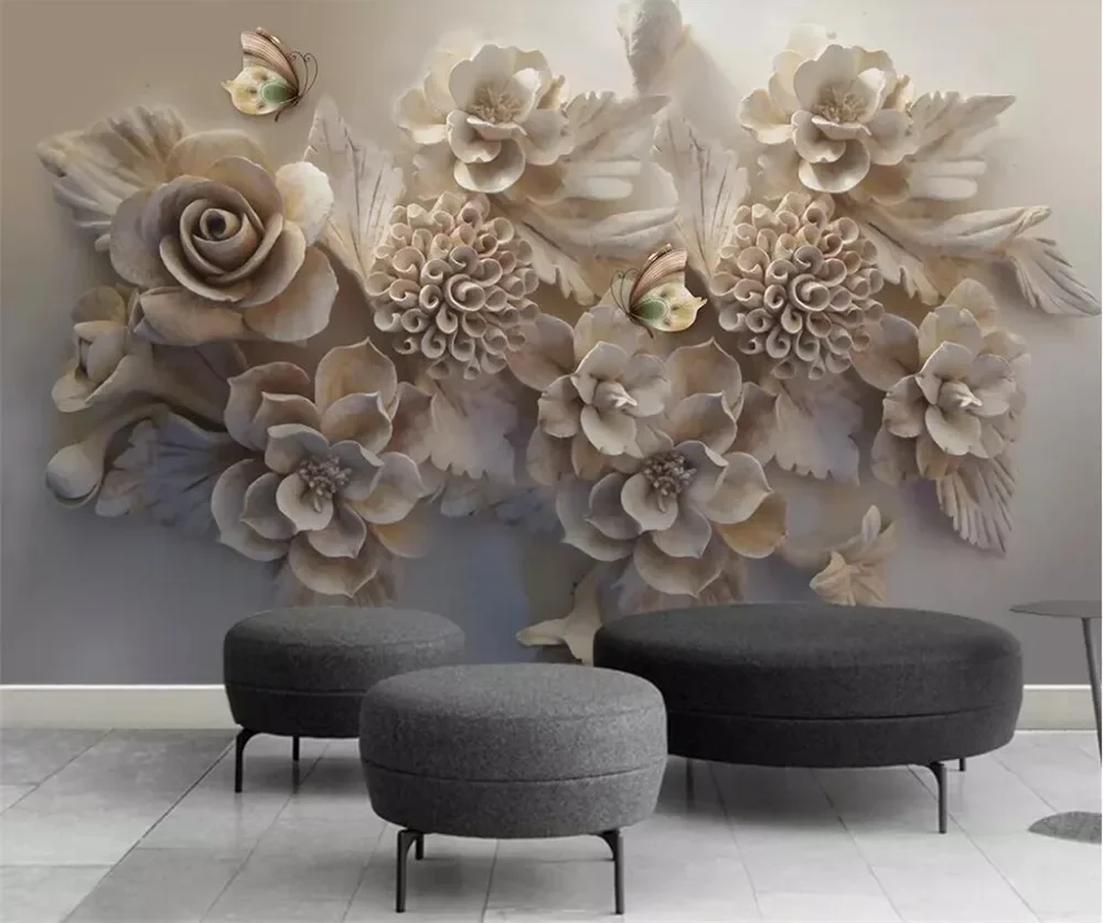 Custom wallpaper 3D photo mural modern beautiful butterfly orchid background wall обои peony flower vine mural papel de parede