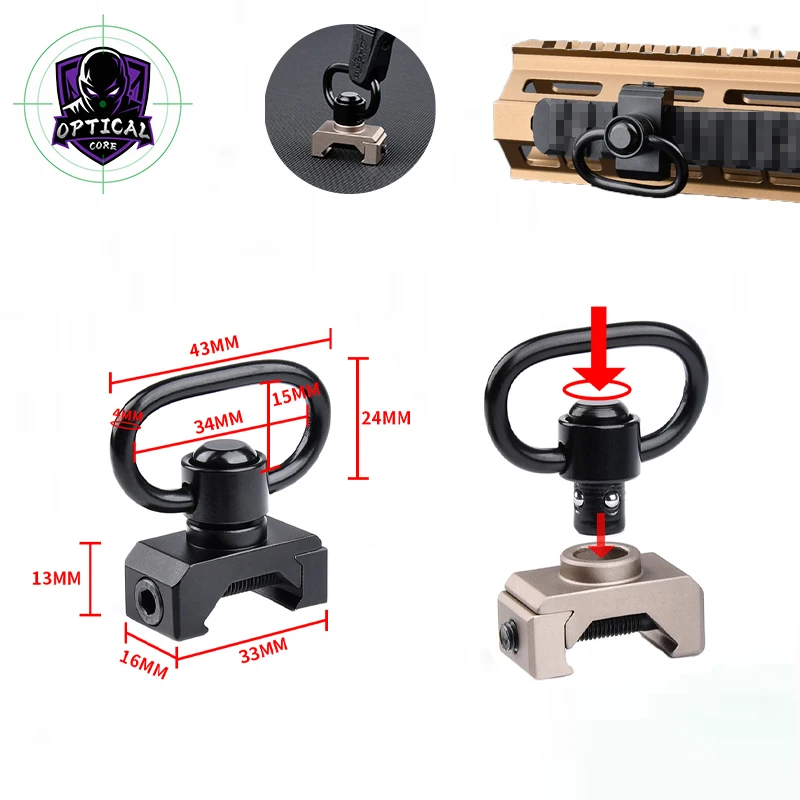 

2pcs Gun Rope Buckle Strap Button Vertical Swivel Adapter DD Metal CNC Rifle Sling Hanging Buckle Fast Mount Hunting Accessory