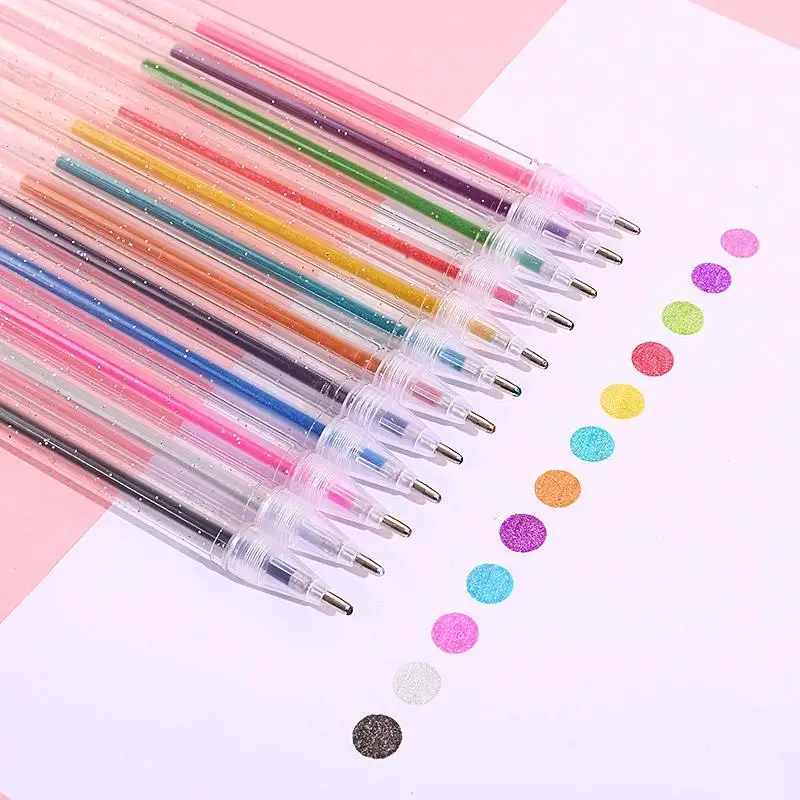 Glitter Gel Pens 8/12/18/24Pcs Fade-Resistant Sparkle Ink Vibrant Hues for Artists Sketching Journaling Craft Making