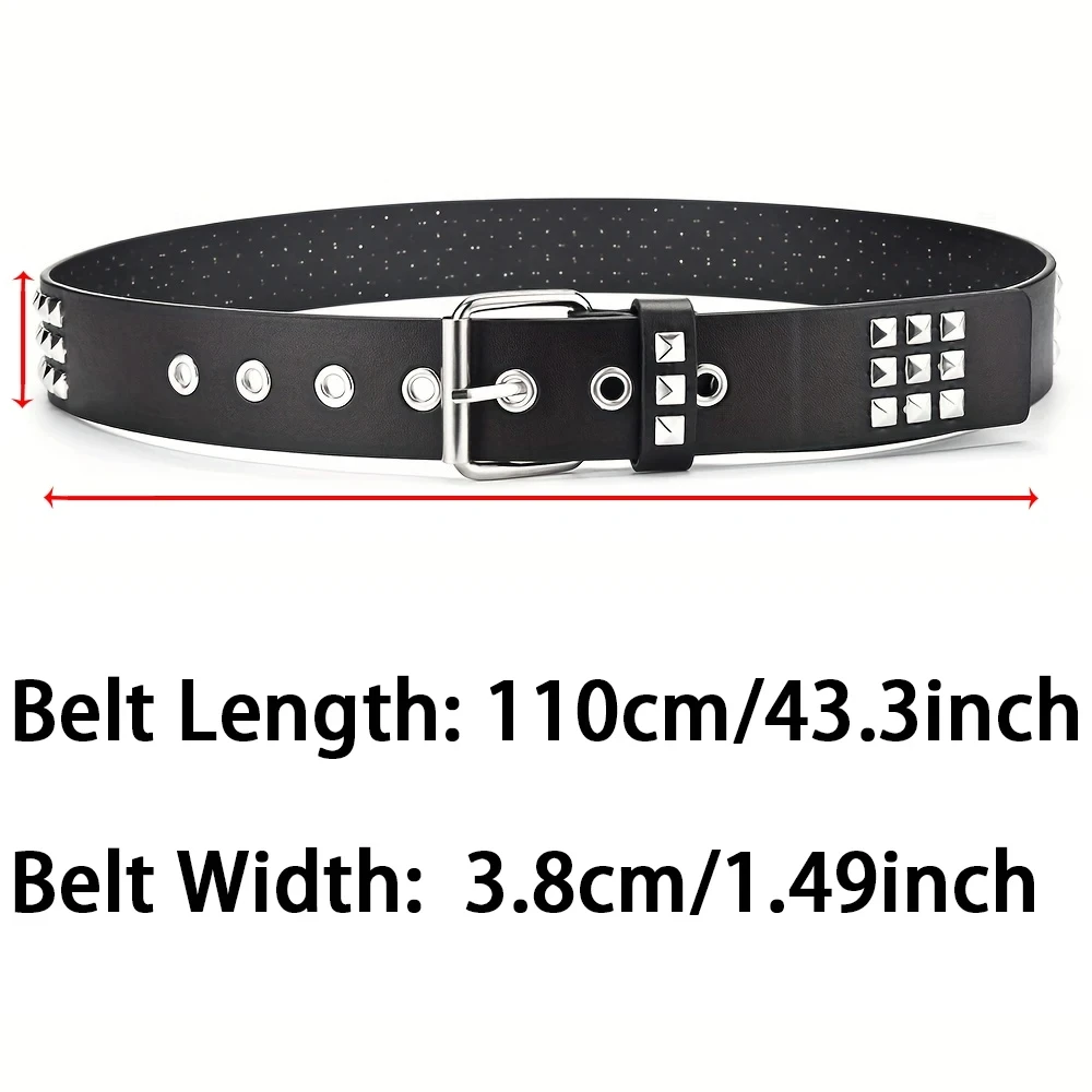 2024New Square Bead Rivet Belt Metal Pyramid Belt Men and Women Punk Hardware Jeans Belt Y2K Belt Designer Belt Women's Belts