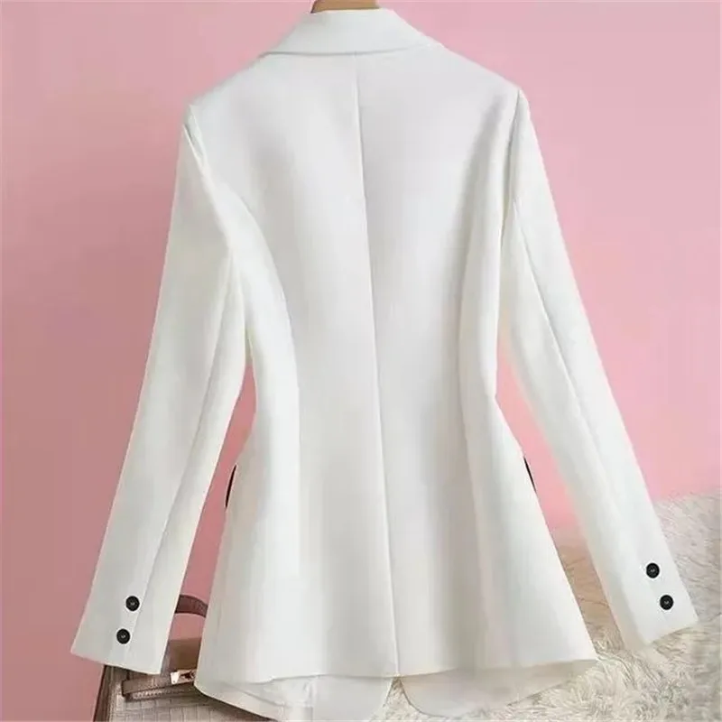 

Корейский маленький пиджак, женский весенне-осенний британский стиль, дикий черный пиджак, офисный женский элегантный топ с зубчатым воротником на одной пуговице