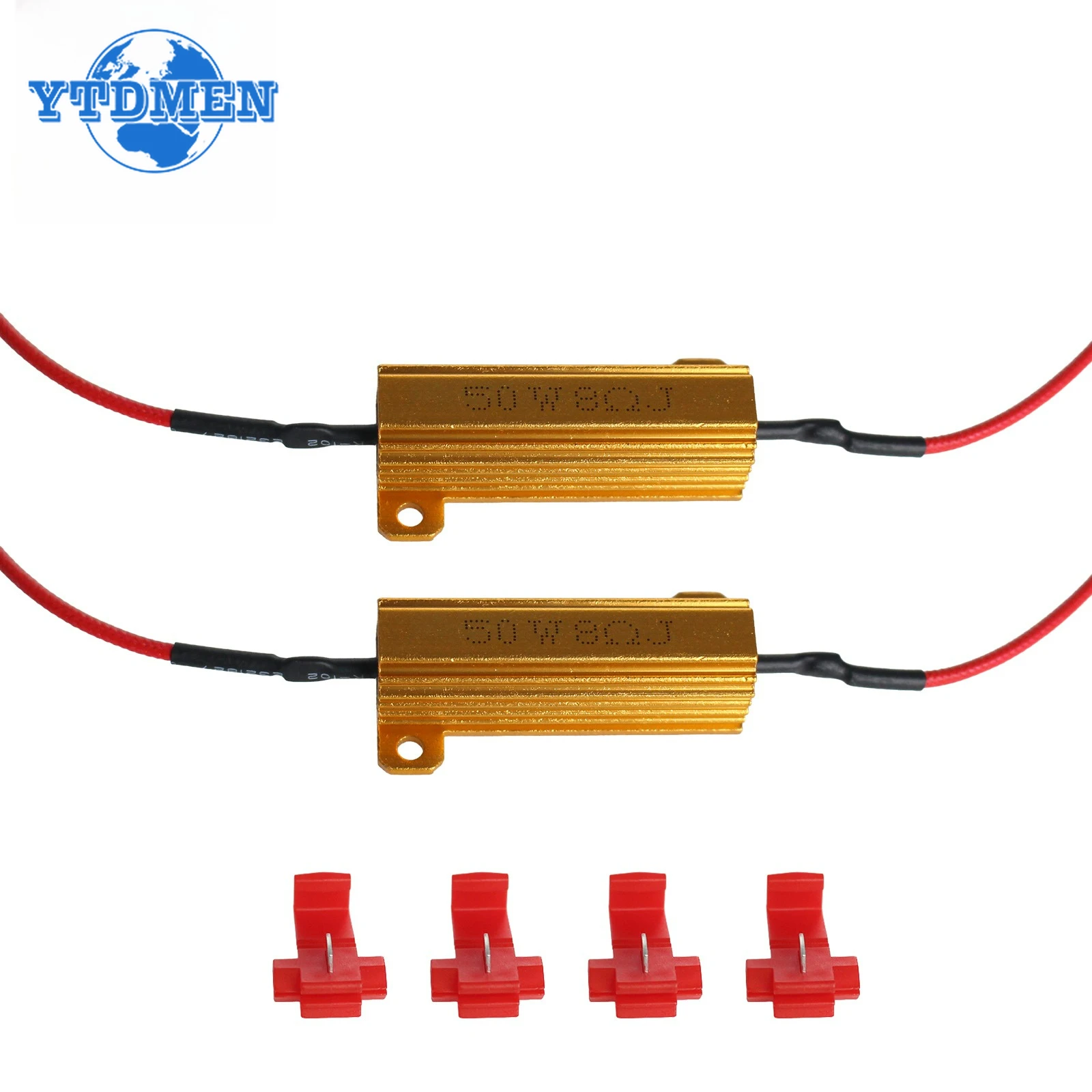 2 Sets 25W 50W Aluminum Shell Wirewound Load Resistors 6 Ohm / 8 Ohm Resistance 12V for Car LED Turn Signal Lights