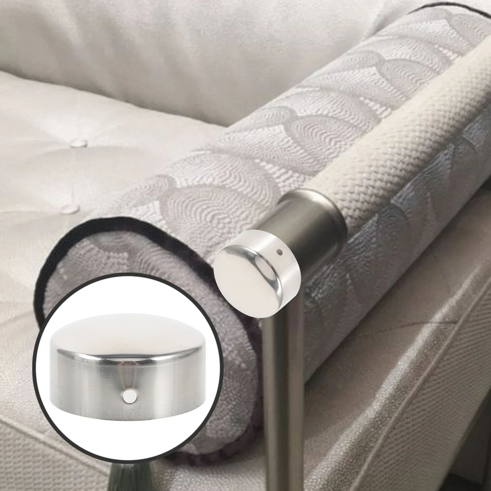 2 Pcs Handrail Connector Grab Bar End Cap Accessories Caps for Metal Hole Plugs Stainless Steel Finishing Accessory