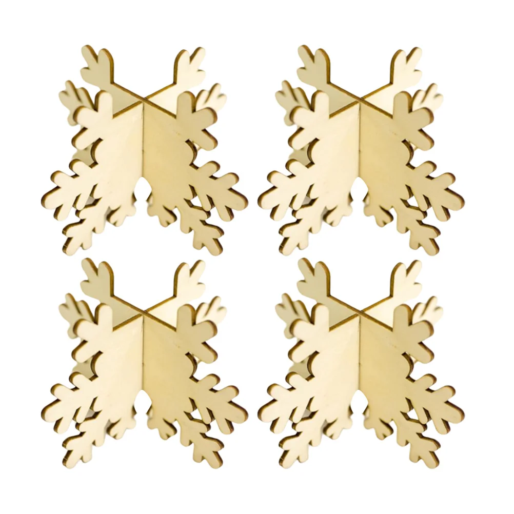 12 قطعة حامل خشبي ندفة الثلج شمعدان مزخرف أنيق لسطح المكتب لحامل منزلي لحفلات الزفاف وعيد الميلاد