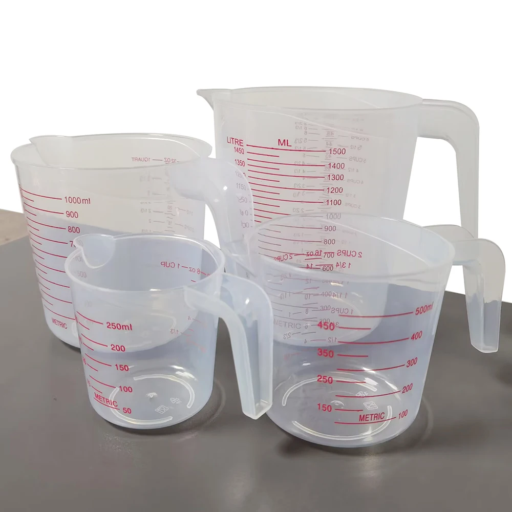 4Pc Set Or 1Pc Baking Liquid Measuring Cups PVC Scale Cup Plastic Measuring Volume Beaker Kitchen Baking Tools oz and ml scale