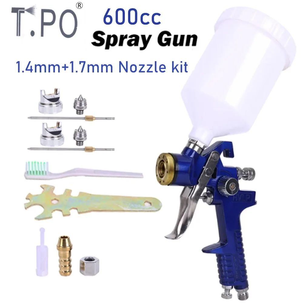 Professional HVLP H827 Spray Gun Airbrush Car Painting Gun 1.4/1.7mm High Quality 600ml Gravity Paint Airbrush Painting Tool