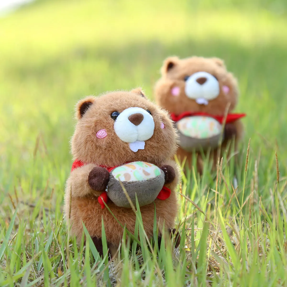 Porte-clés en peluche marmotte de 12cm, mignon, pendentif, cadeau pour enfants, décoration de sac à dos, Simulation de marmotte, jouet en peluche
