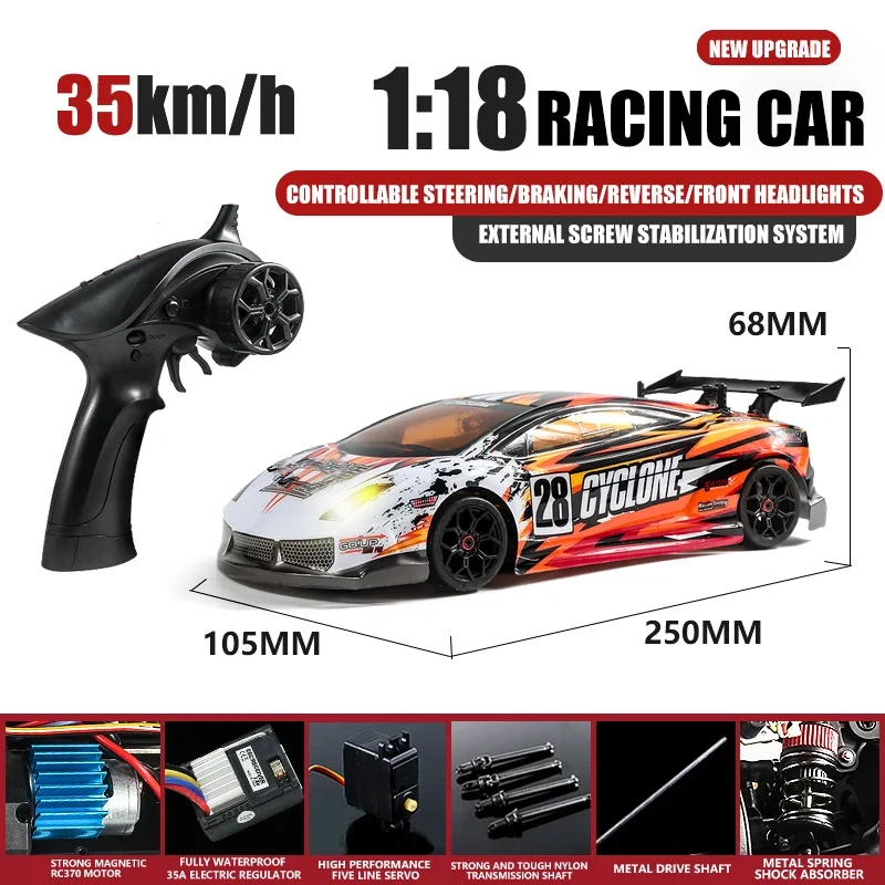 2192/2193 Carro da corsa giocattolo RC - Deriva ad alta velocità 4WD con controllo della luce, telecomando 2.4G, regalo ideale per i bambini