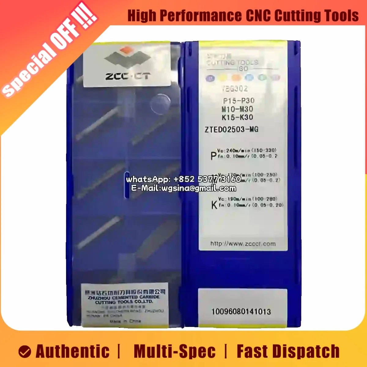 

Original ZTED025/ZTGD04/ZTHD05/ZTKD06 Series MG Grooving & Turning Blades