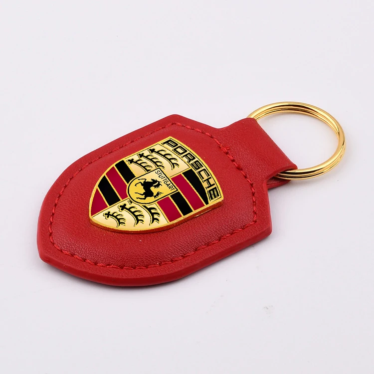 LLavero de cuero con escudo para coche, colgante de regalo para Porsche Panamera Macan Boxster Cayman Cayenne 911 718, accesorios para llavero