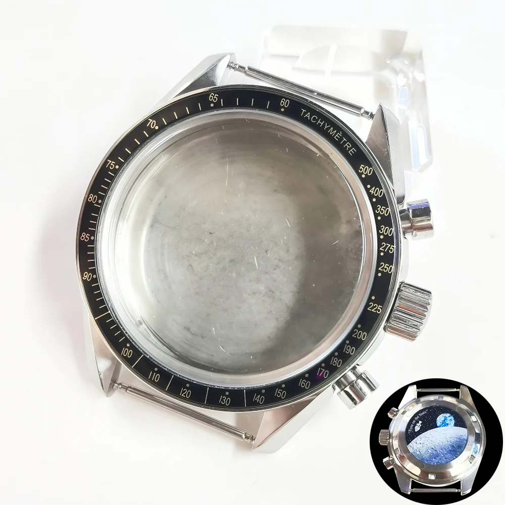 40 مللي متر VK63 حافظة ساعة فضية مع زجاج مطلي أزرق أسود فضي إدراج لأجزاء ساعة حركة كوارتز كرونوغراف VK63