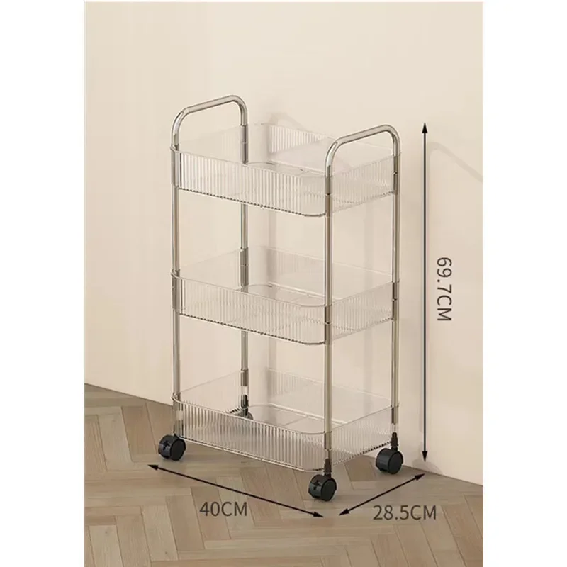 Mobile Shelf with Wheel Multi-Layers Storage Rack Home Trolley for Snacks Cosmetic Sundries Organizer 2/3/4 Tiers Rolling Cart