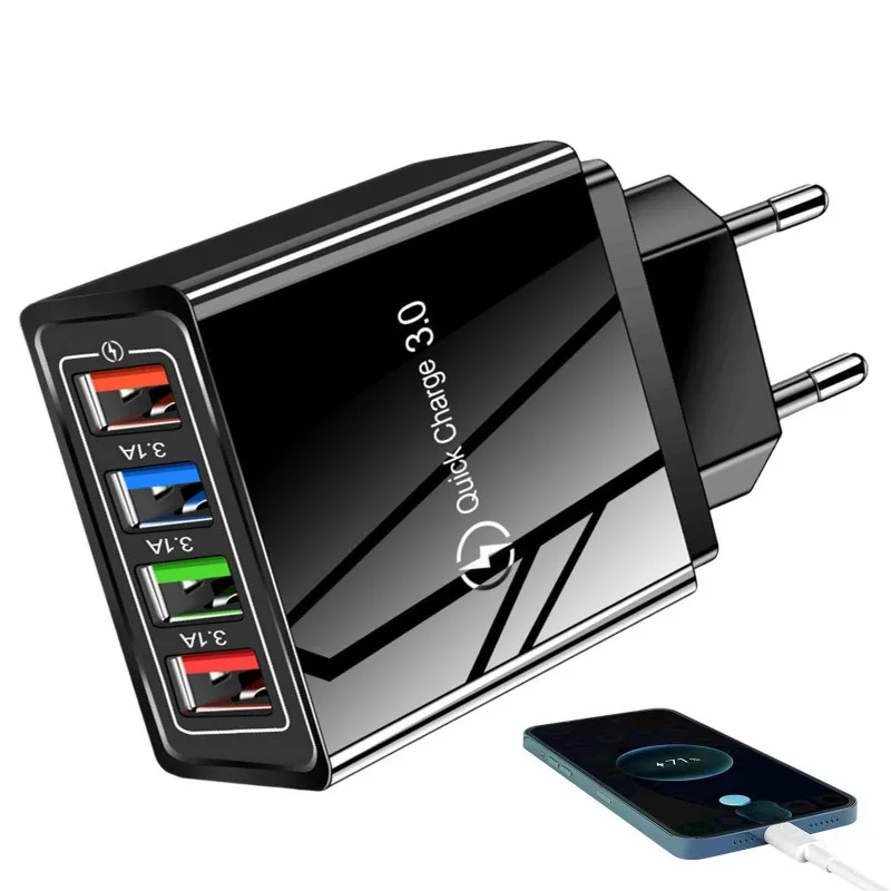 European, American and British version 4USB universal mobile phone wall charger travel power adapter ultra-fast charging