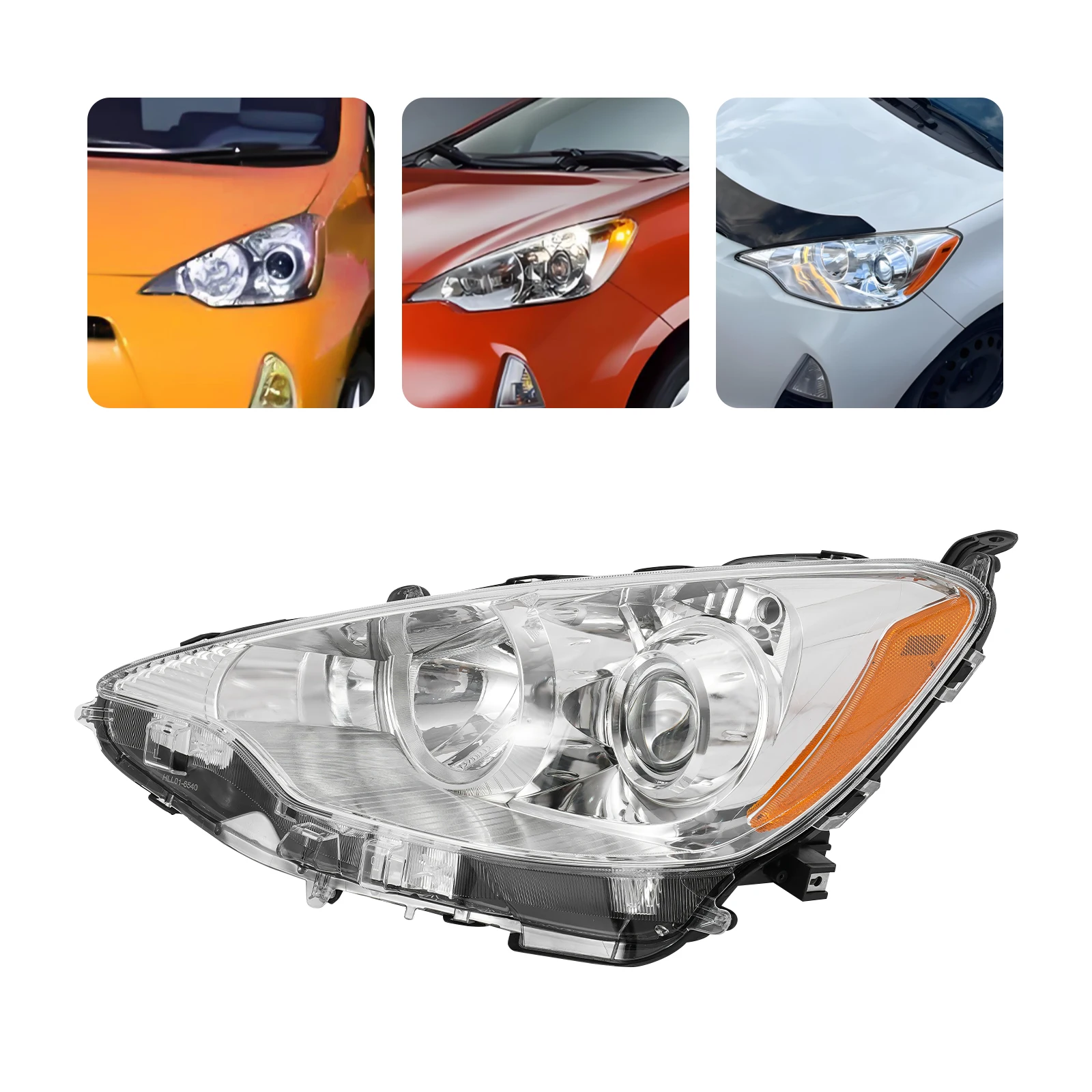 

Left Passenger Side Headlight Assembly for 2012-2014 Toyota Prius C Halogen Type Black Housing Clear Lens Direct Replacement