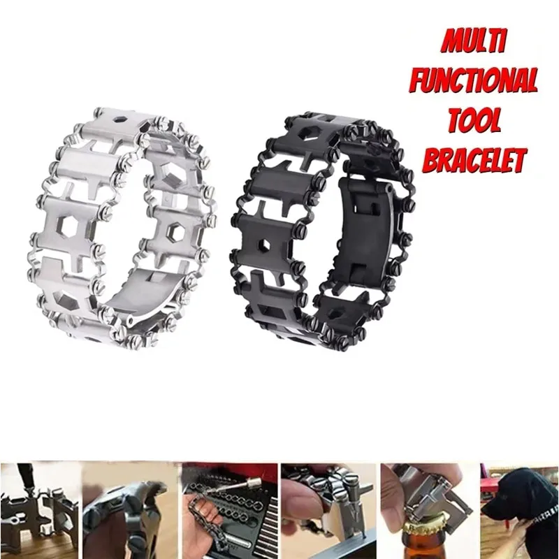 

29 In 1 Multi Tool Bracelets Stainless Steel Men Outdoor Survival Bracelet Hand Tools Kit Watch Strap Accessories