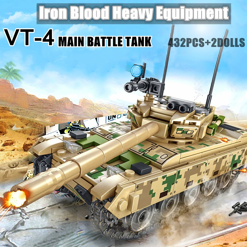 

432PCS Iron-blooded Heavy Military Tank Model VT-4 Main Battle Tanks Boy DIY Puzzle Assembled Building Blocks Toy Gifts