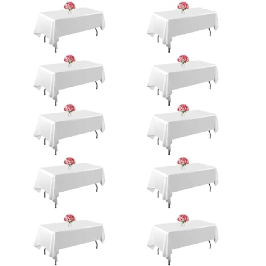 

10 Pack Table Cloth for Rectangle Tables, 60x102 inch-Washable and Reusable Table Cloths for 6-8 Feet Rectangle Table, Polyeste