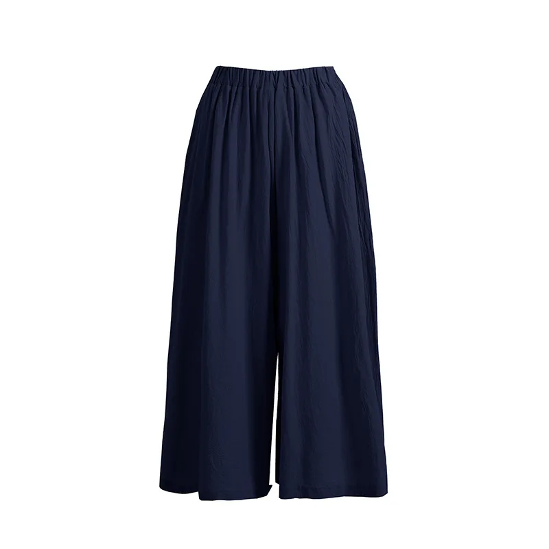 Cotton Linen Wide Leg Women's Pants Casual Loose Sleepwear Pajamas Pant Outside Wear Nightwear Pijama Trousers Pantalon