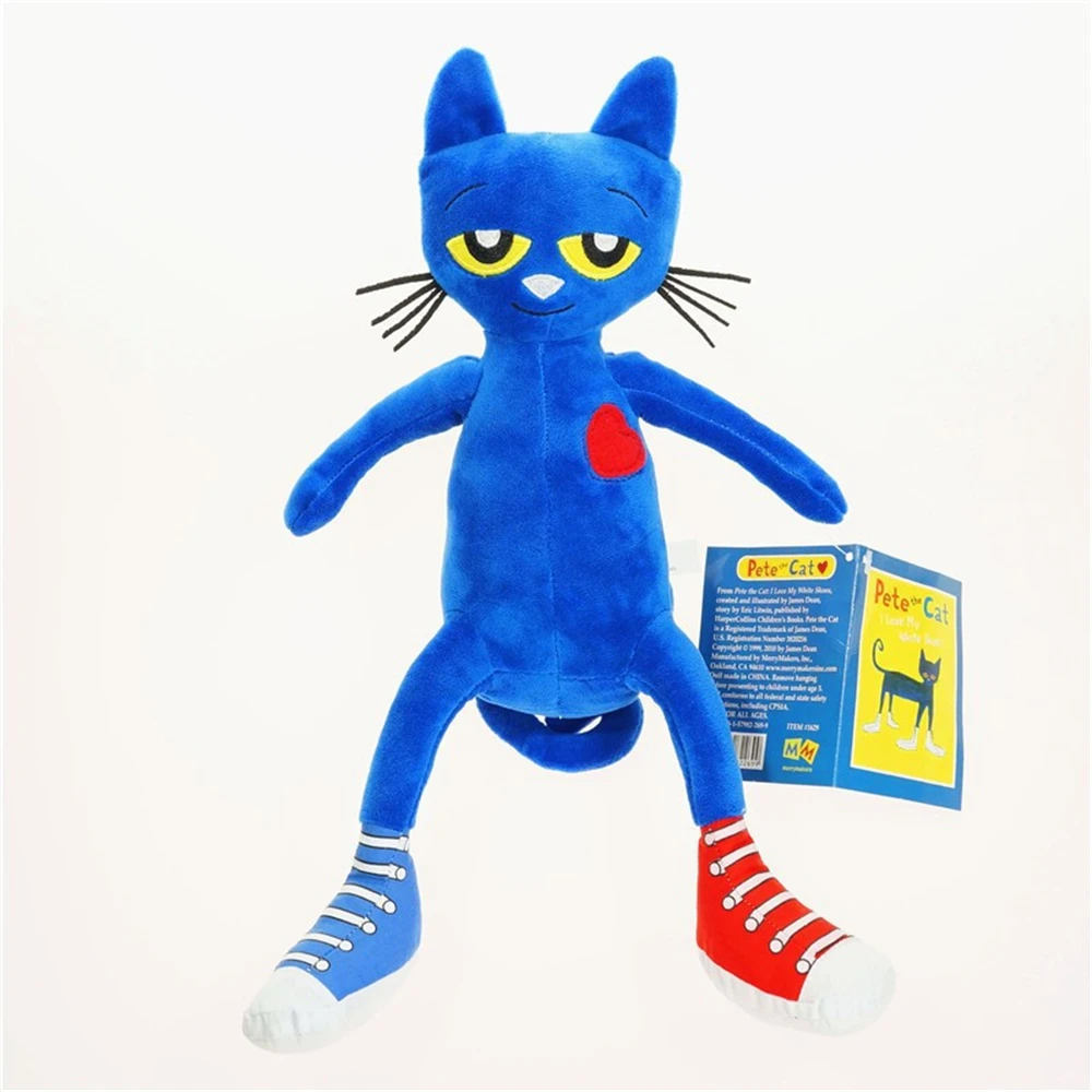 25cm Pete Cat Plush Toy Cartoon Pete Cat Preschool Education Book Plush Doll Cute Blue Cat Baby Sleeping Stuffed Doll Toys