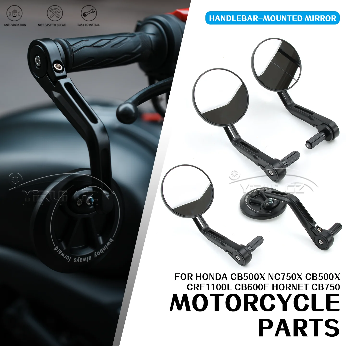 Motorcycle Rearview FOR CB500X NC750X CRF 1100L CB600F Hornet CB750 Hornet Handlebar Rearview Mirror Retro Handlebar Side Mirror