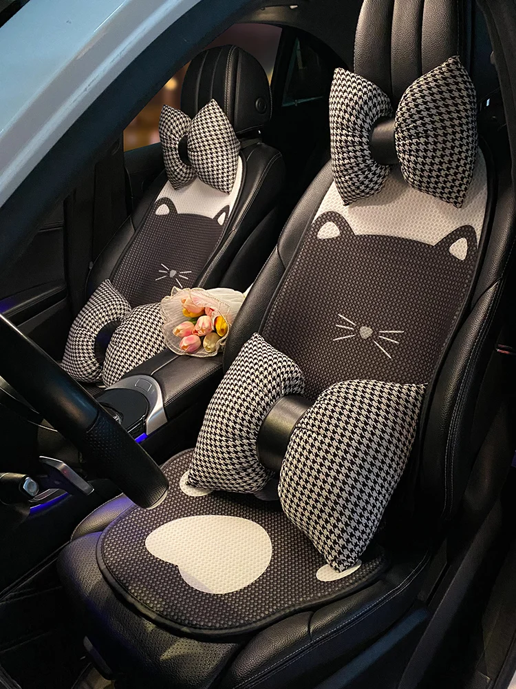 New Arrival 2024 Cartoon Cat's Paw Ice Silk Four Seasons Universal Rear Cushion Car Seat Cover Car Interior Ornaments