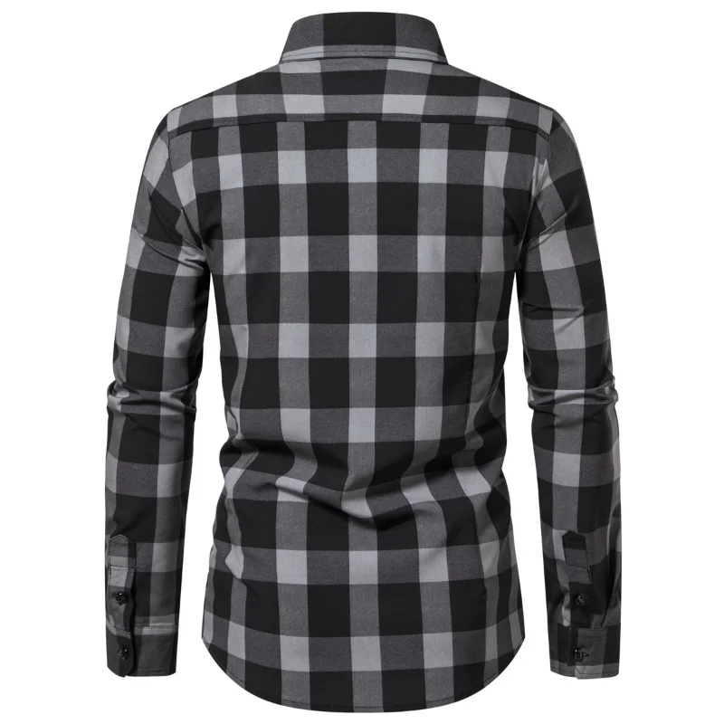 2023 New Men\'s High Quality Shirts Plaid Loose Business Casual Silk Smooth Shirt Long Sleeve Men\'s Shirt shirts for men