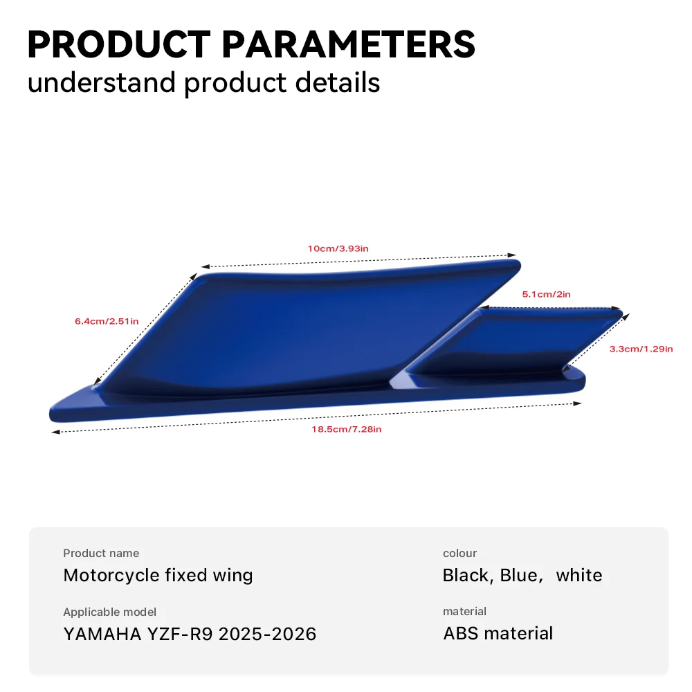 Motorcycle Tail wings For Yamaha YZF-R9 R9 2025-2026 fairing Rear Seat Side spoiler Winglet Fixed wings Carbon fiber effect