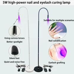 Lámpara LED UV de 5W para extensión de pestañas, lámpara de pie de curado de gel para salón de belleza, interruptor de pie, soporte de lámpara ajustable, foco angular