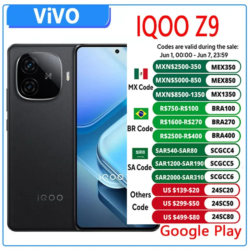 VIVO IQOO Z9 Snapdragon 7 Gen 3 6.78Inch AMOLED 144Hz 50MP Rear Camera OIS 6000mAh 80W SuperVOOC