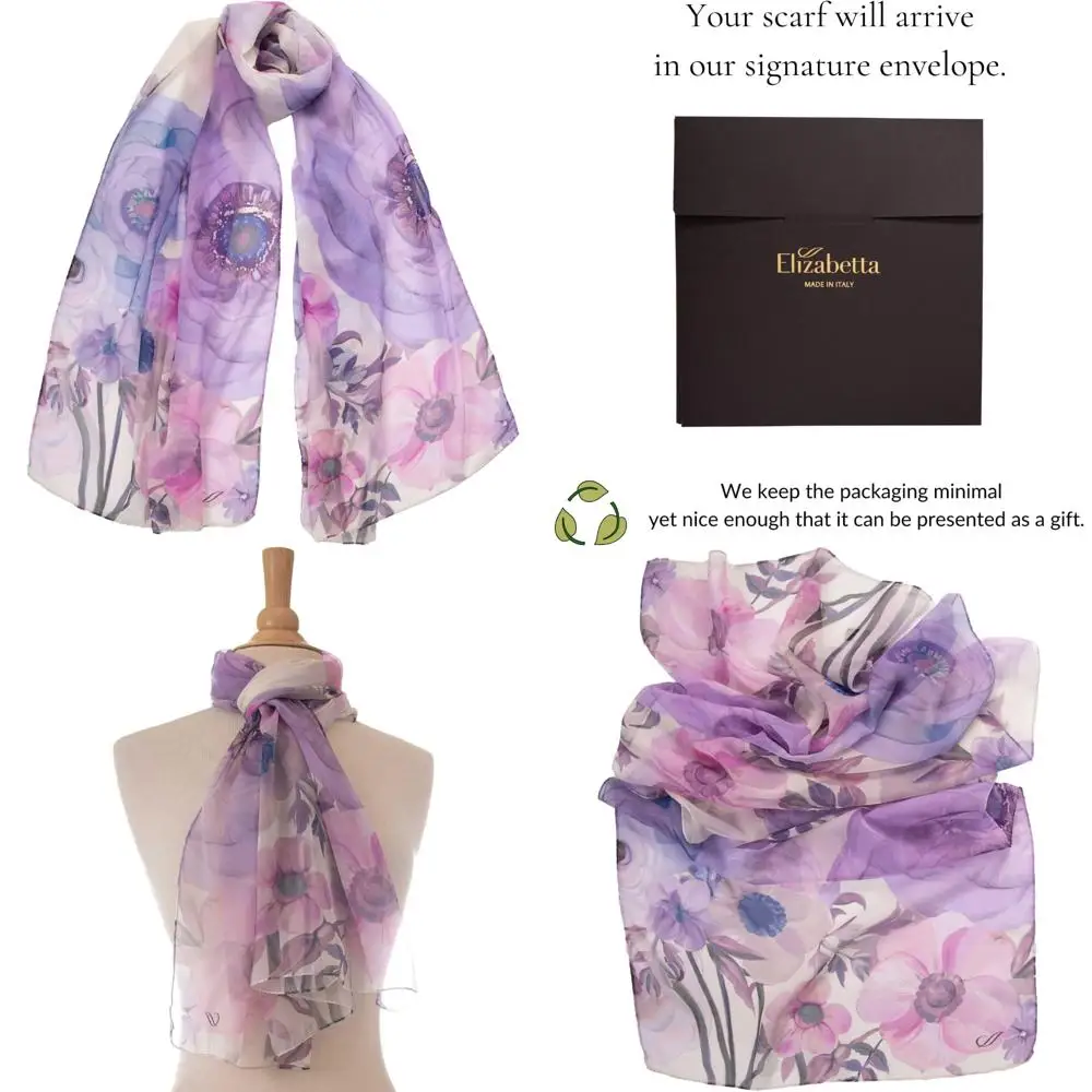 

Модные длинные шарфы итальянского производства из 100% шелка для женщин — роскошный стиль и комфорт