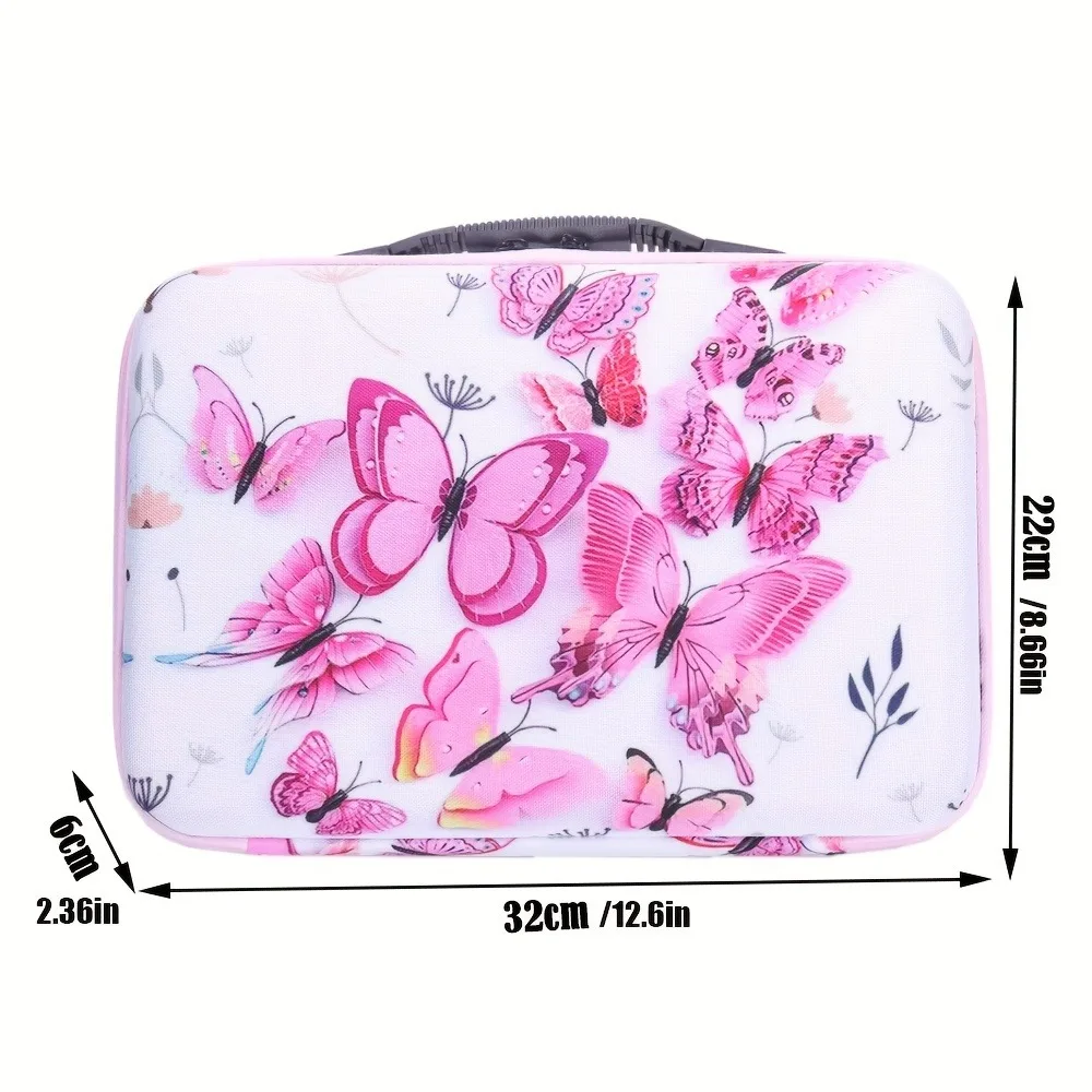 60 Slots 1 Set Butterfly Pattern Tote Bag for Diamond Arts, Crafts, Jewelry, Beads with Round Bottle Cosmetic Storage Container