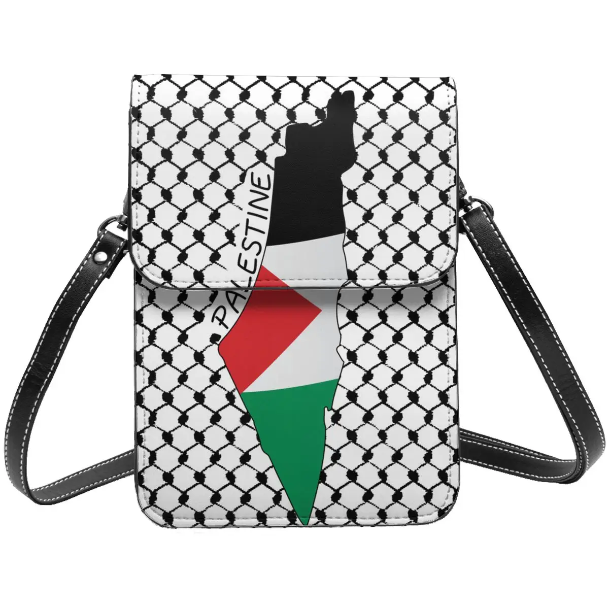 Palestine Flag Map Shoulder Bag Kufiya Hatta Bulk Vintage Mobile Phone Bag Leather School Female Bags