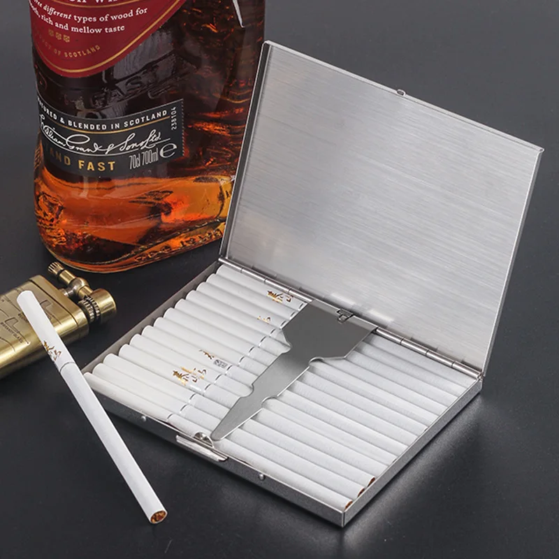 Stainless steel extended Stylish flip up slim Cigarette case 13 pack portable men metal Cigarette Box Smoking Accessories