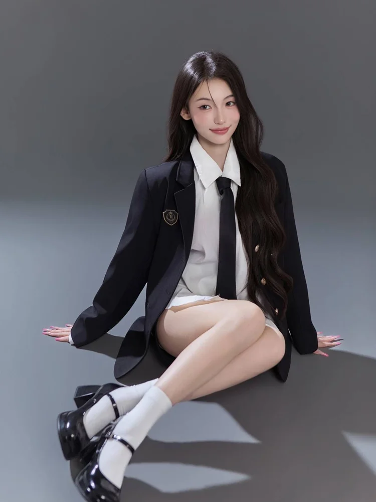 

2026 New Style Korean Dark Sweet Cool School Uniform Photo Studio Fashion Cold Tone Personal Suit Photography Costume