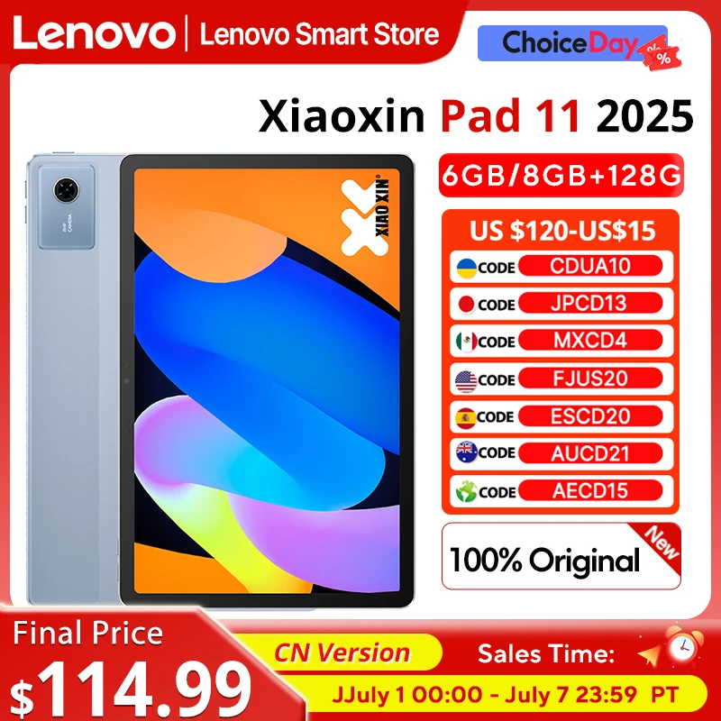 Original Lenovo Xiaoxin Pad 11 2025 Tablet CN Version MediaTek Dimensity 6300 11" 2.5K Screen 7040mAh WIFI Android Tab PC Pad — product photo 1 of 1