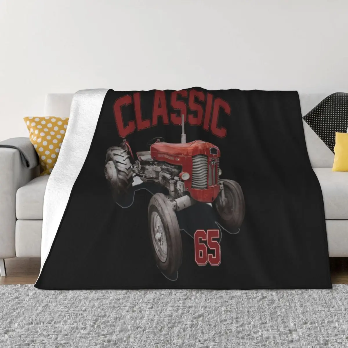 Classic Tractors Massey Ferguson 65 Classic Tractor Inspired New Design Personalized Spring Cotton Throw Blanket