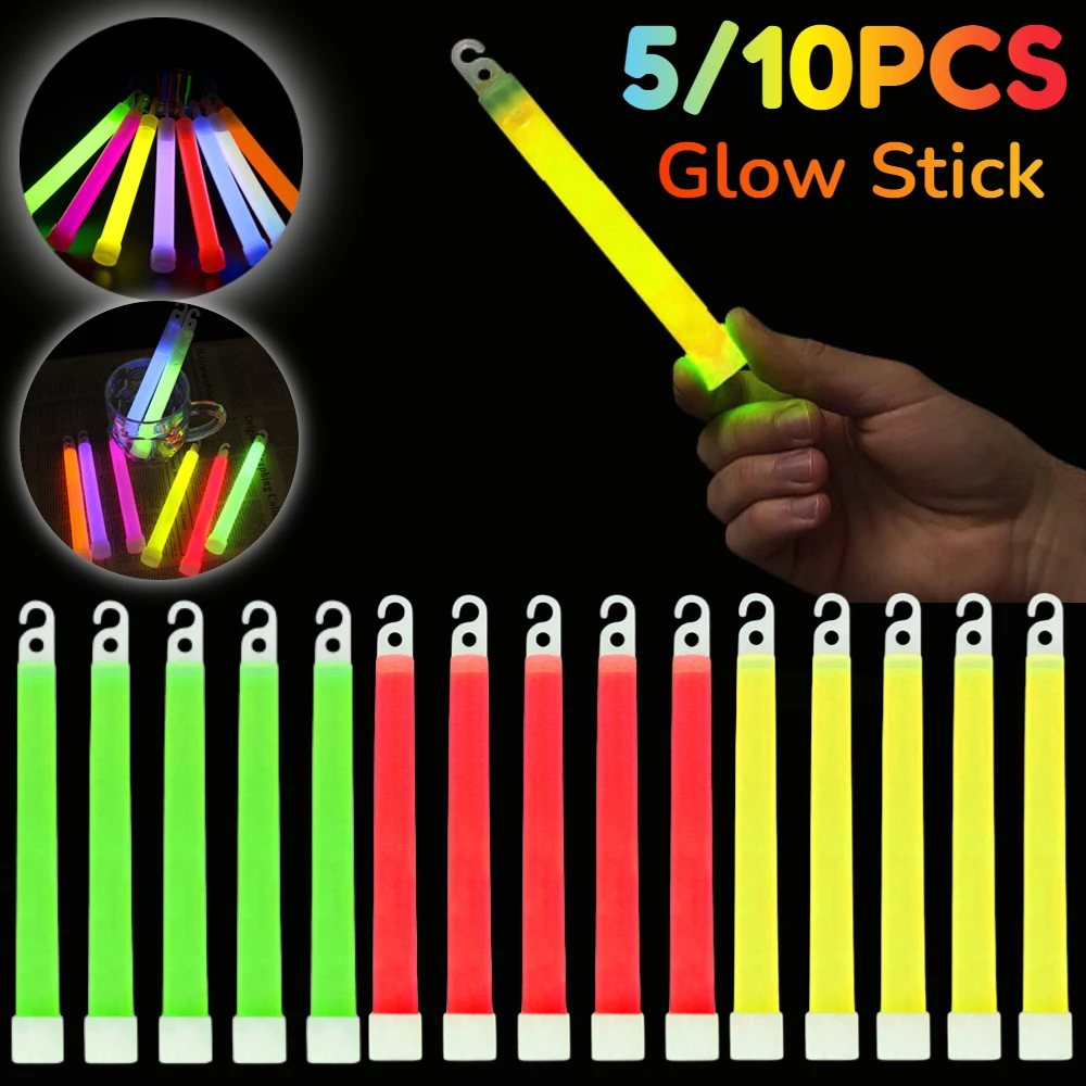 1/5/10PCS Fluorescence Glow Stick Military Glow Light Sticks with Hook Outdoor Emergency Glow In The Dark Party Light Sticks